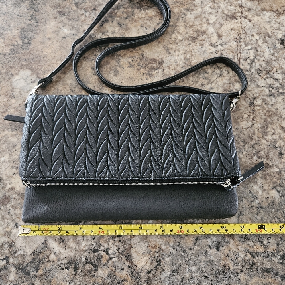 STELLA & DOT Elegant Black Quilted Women's Leather Bag Purse - Picture 6 of 8